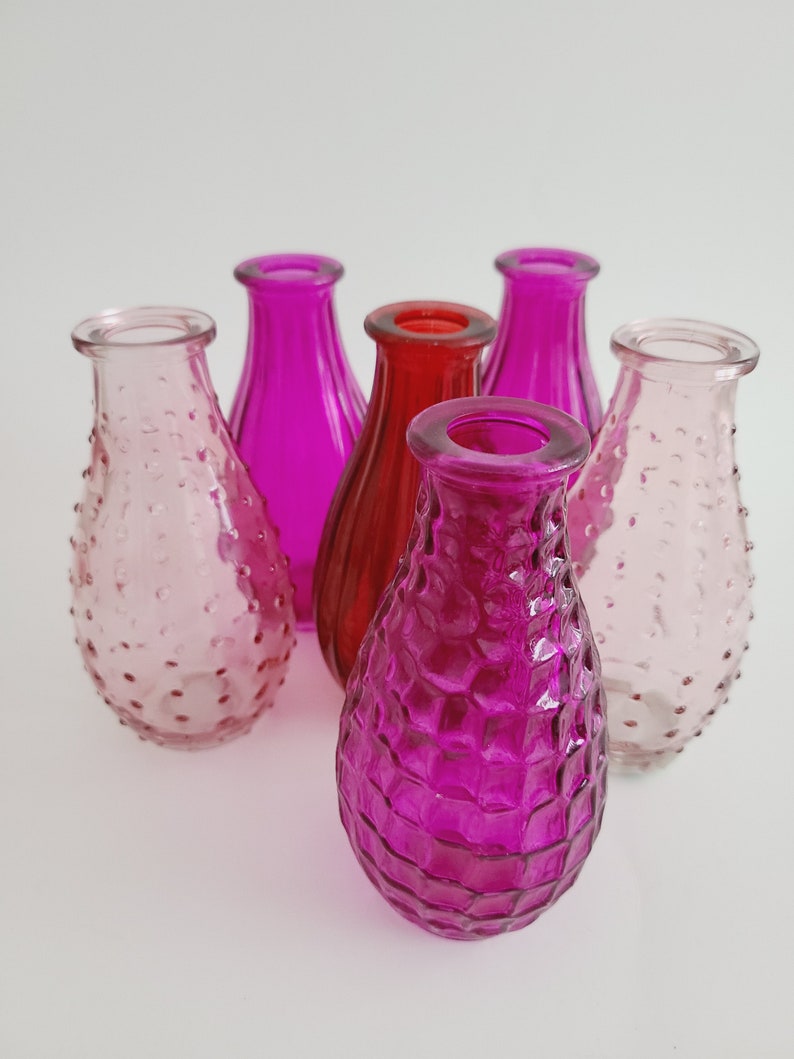 COLORED GLASS BUD Vase Bottle Red Orange Hot Pink Blush Pink Etsy