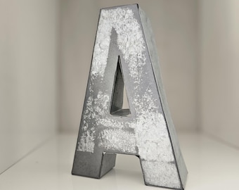 Sale 7" METAL LETTER Rustic Metal A - Monogram Alphabet Initial Vintage Style Galvanized Primitive Farmhouse Kitchen Office Home Decor