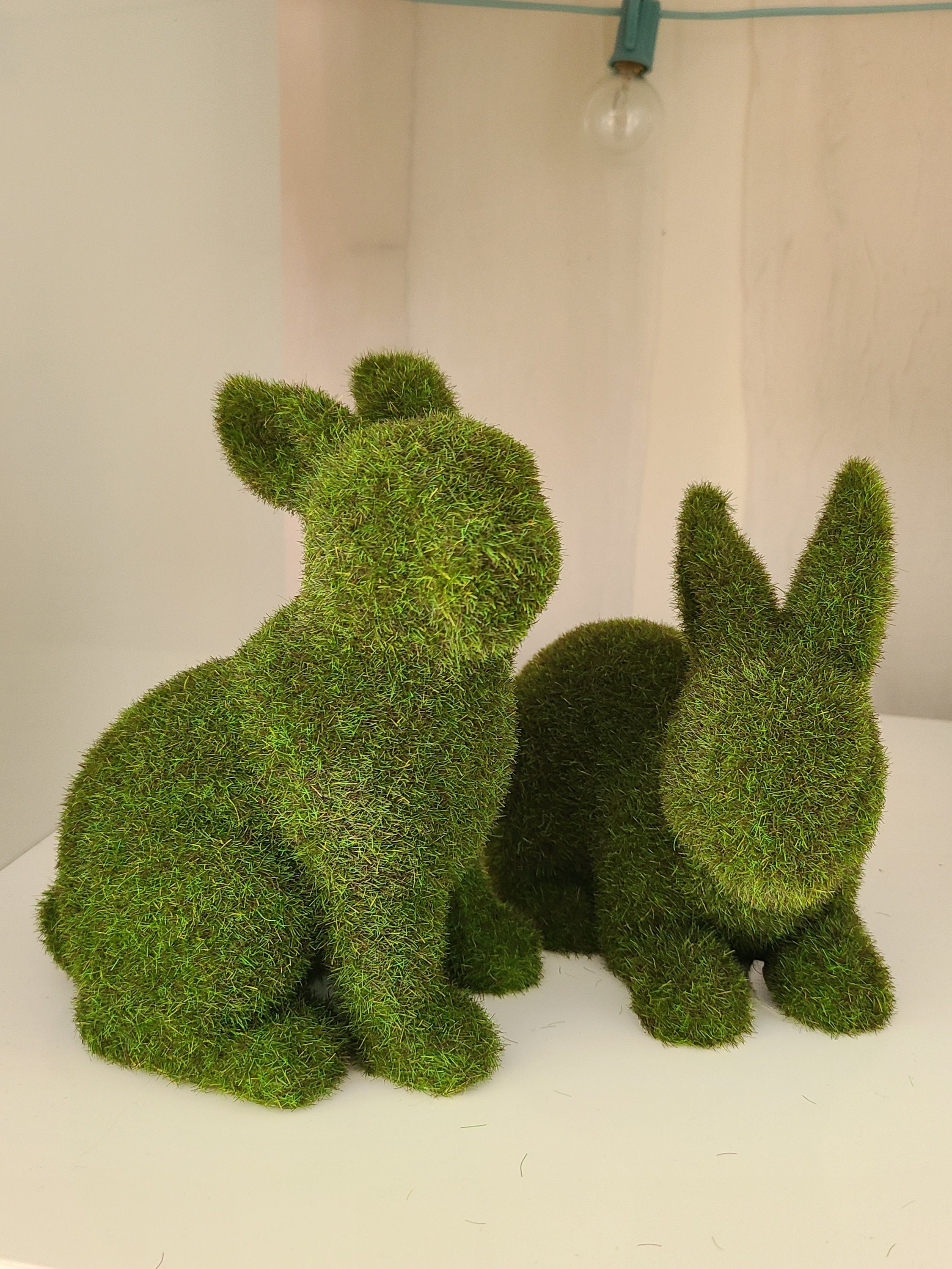 MOSS BUNNY RABBIT Green Figurine Spring Easter Decorations Etsy