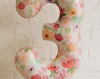 FLORAL NUMBER BALLOON Bohemian Flower Birthday Decor Gift Birthday Unique Decorations Birthday Balloons Party Decorations Anniversary Decor