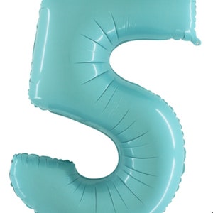 BABY BLUE NUMBER Balloon 40&quot; Jumbo Blue Balloons 1st 2nd 3rd 4th 5th 6th 7th 8th 9th Birthday His First Party Aqua Turquoise Light Blue