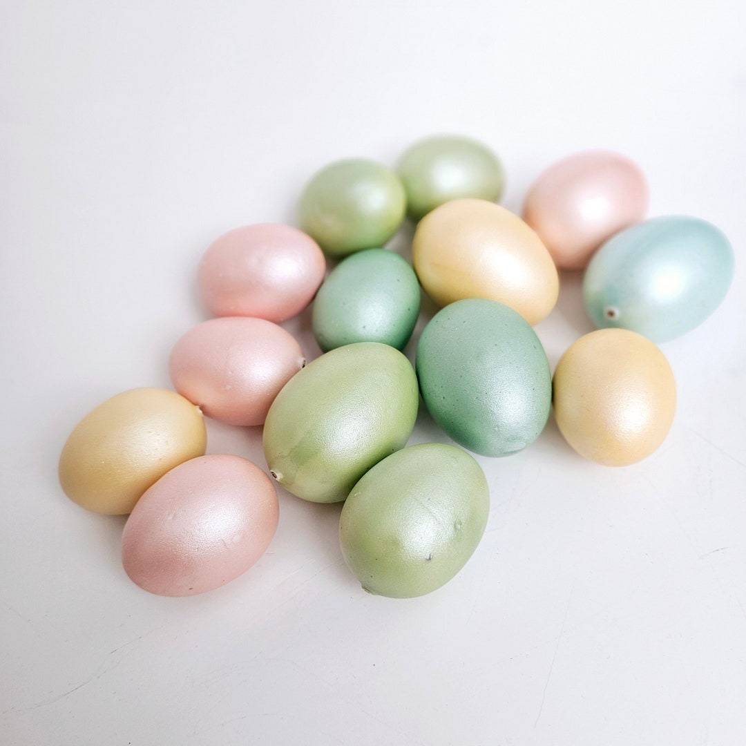 14ct PASTEL PEARL Metallic Easter Eggs Sage Mint Green Blush Pink