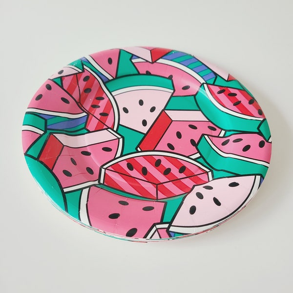 8ct WATERMELON PAPER PLATES Picnic Summer Bbq Beach Tableware Wedding Bridal Shower Baby Shower Fruit Birthday Luau Tropical Watermelon