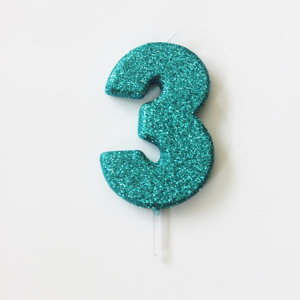 Sale AQUA BLUE GLITTER Number Candle Cake Candles 1 2 3 4 5 6 7 8 9 0 3rd Birthday 1st Sparkle First Cake Smash Turquoise Mermaid Unicorn