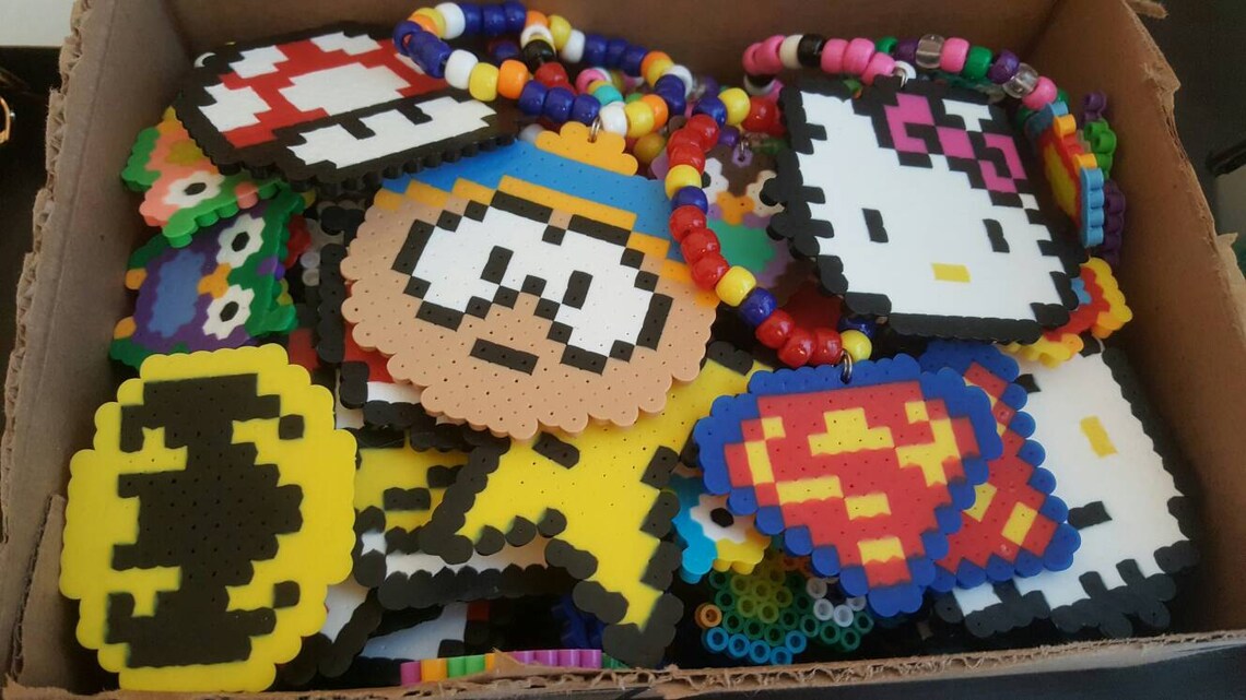 RAVE KANDI 10 Random Perler Bead Bracelets Edm Rave Candy Etsy