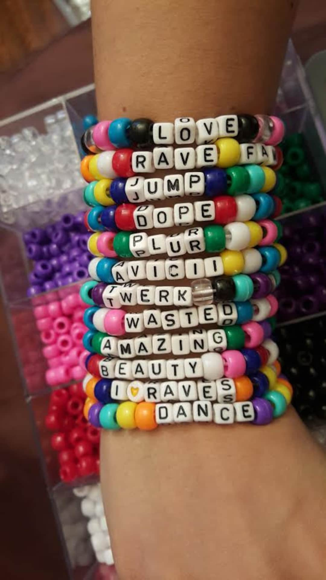 20 Custom Kandi Bracelets EDM RAVE PLUR Rave Bracelet Rave Candy Vibes 