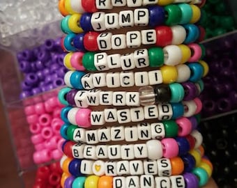 10 Custom Kandi Bracelets - EDM RAVE PLUR