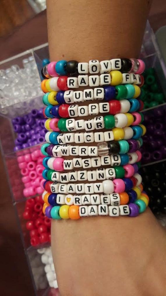 Kandi bracelets lot of 5-100 friendship bracelets rave EDM music concert  bracelets