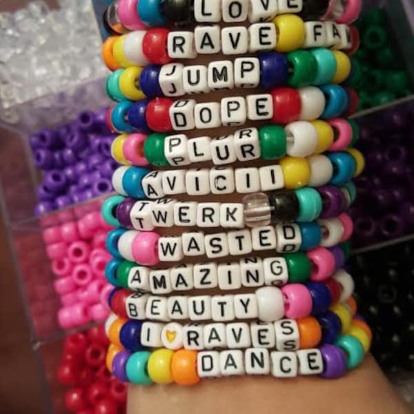 10 Custom Kandi Bracelets - EDM RAVE PLUR