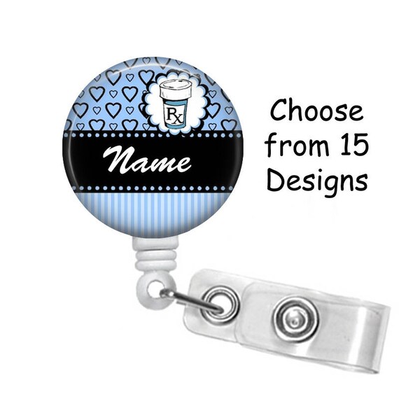 Pharmacy Badge Reel Personalized Name 15 Choices ID Badge