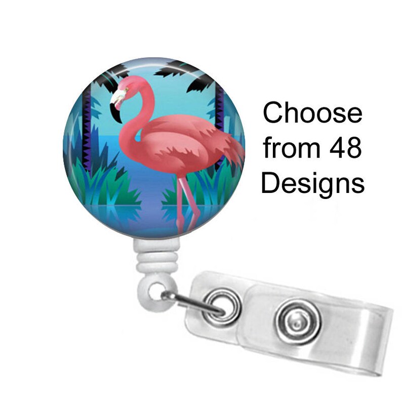 Flamingo Badge Reel ID Badge Holder Medical Badge Reel Etsy