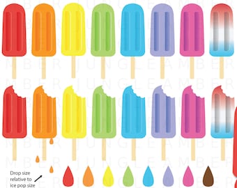 Eis Pop Clipart - Popsicle ClipArt für Sticker, druckbare Eis Grafik, Spaß in der Sonne, Dessert Bilder, Instant Download