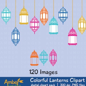 Colorato Lanterna Clipart- Moroccan Clip Art - Eastern Compleanno Invito Party Scrapbook Marocco Turchia stampabile Carta Decorazione Est