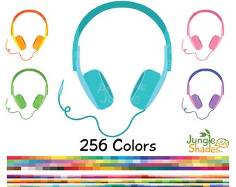 Headphones Clipart- Earphones Clip Art for Planner Stickers- Listen to Music Ear Headset, Head Phones Music Lover, Sound Audiophile Audio DJ