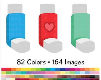 Inhaler Clipart- Asthma Clip Art for Planner Stickers- Childrens Asthma Inhaler MDI Asma Spray Pump Digital Image Printable Instant Download