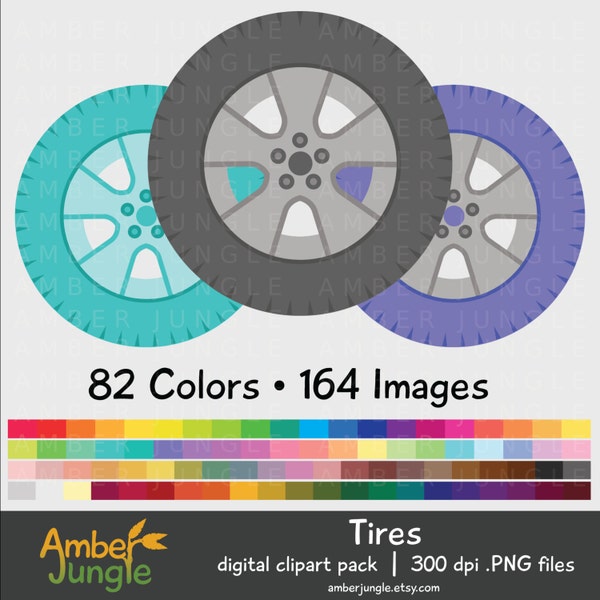 Tire Clipart- Rainbow Tyre Clip Art for Planner Stickers- Cute Race Car Wheel Digital Image- Auto Maintenance Printable Instant Download