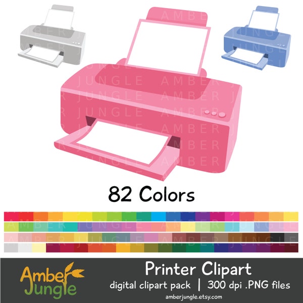 Printer Clipart- Desktop Computer Printers Clip Art- Office Inkjet Laser Icon Jet Graphic School Printable Planner Stickers Instant Download