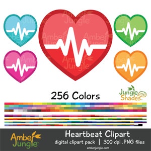 Heartbeat Clipart - Hartslag Clip Art voor Planner Stickers- Heart Beat Icon, Track Pulse & Heartrate, Cardio Fitness Exercise, ECG ECG BPM