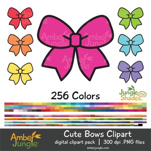 Cute Rainbow Bows Clipart- 256+ Immagini Digitali- Download Istantaneo- Bow Clip Art, Hair Ribbon BowTie Bowtie, Wedding Baby Shower Scrapbooking