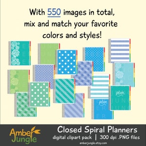 Planner Clipart- Closed Spiral Planner Clip Art for Planner Stickers- Erin Condren ECLP EC Digital Printable Bound Day Life Instant Download image 5