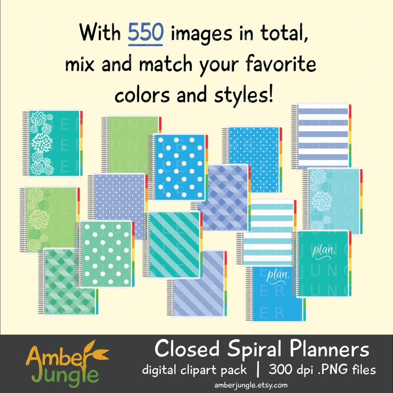 Planner Clipart- Closed Spiral Planner Clip Art for Planner Stickers- Erin Condren ECLP EC Digital Printable Bound Day Life Instant Download image 5