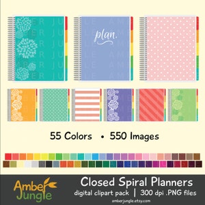 Planner Clipart- Closed Spiral Planner Clip Art for Planner Stickers- Erin Condren ECLP EC Digital Printable Bound Day Life Instant Download