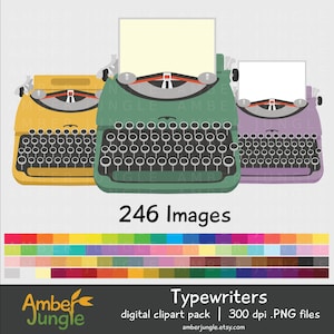Máquina de escribir Clipart- Arco iris tipo escritor clip arte para planificador pegatinas- Digital Vintage Retro Typewriter Imágenes- Imprimible Instant Descargar