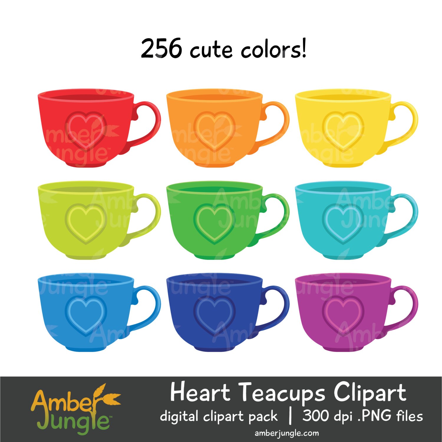 Teacups Clipart - Heart Tea Cup Clip Art for Planner Stickers- Tea Time ...