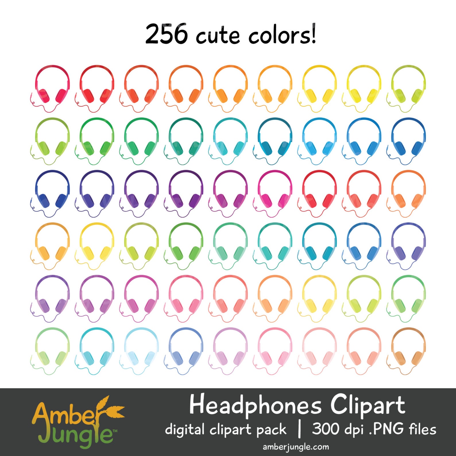 Headphones Clipart- Earphones Clip Art for Planner Stickers- Listen to ...