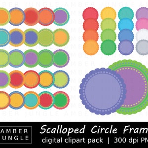 Scalloped Circle Frame Clipart - Circular Doilies - Instant Download! Printable Scallop Doily Clip Art for Planner Stickers Cupcake Toppers