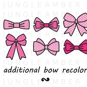 Pink Bows Clipart 35 Bow Images Instant Download Bow Clip Art, Hair Ribbons Bow Ties Bowties for Weddings Scrapbooking Baby Showers image 2