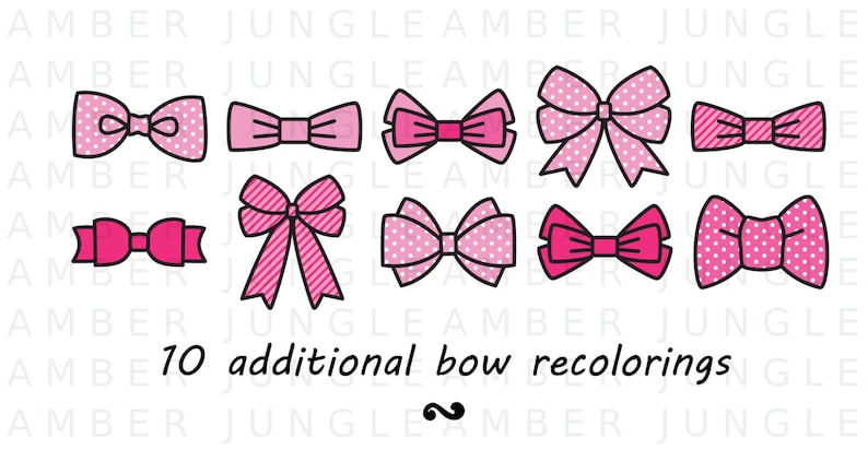 Pink Bows Clipart 35 Bow Images Instant Download Bow Clip Art, Hair Ribbons Bow Ties Bowties for Weddings Scrapbooking Baby Showers image 2