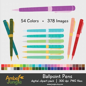 Clipart penna a sfera- Download istantaneo! Penna ClipArt Digital Planner Adesivi Fontana Penna Scrittore Forniture ufficio Cancelleria Scrapbooking