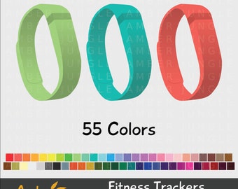 Fitness Tracker Clipart- Activity Tracker Clip Art Fit Run Pedometer Digital Watch Wristwatch Printable Planner Sticker Bit Instant Download