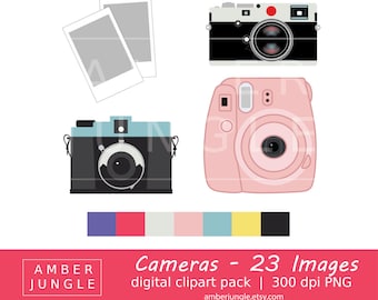 Camera Clipart - Instant Download! Camera Clip Art Photography Digital Camera Graphics Lomography Leica M Diana Instax Scrapbook Printables