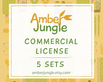 Commercial Use License - 5 Sets- No Credit Required- Royalty Free- Create products with AmberJungle clipart- Amber Jungle CU License Licence