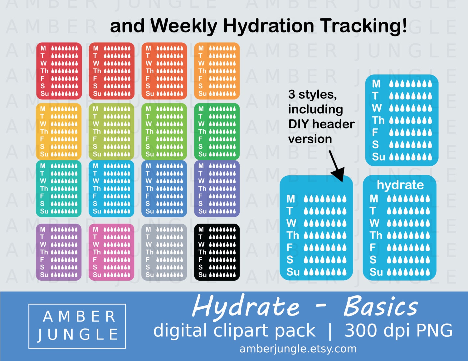 Hydration Clipart Basics - Instant Download! Hydrate Printable Clip Art ...