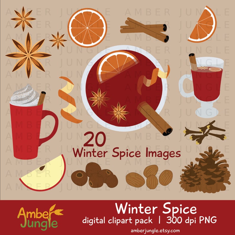 Winter Spice Clipart Instant Download Cozy Christmas Food Etsy