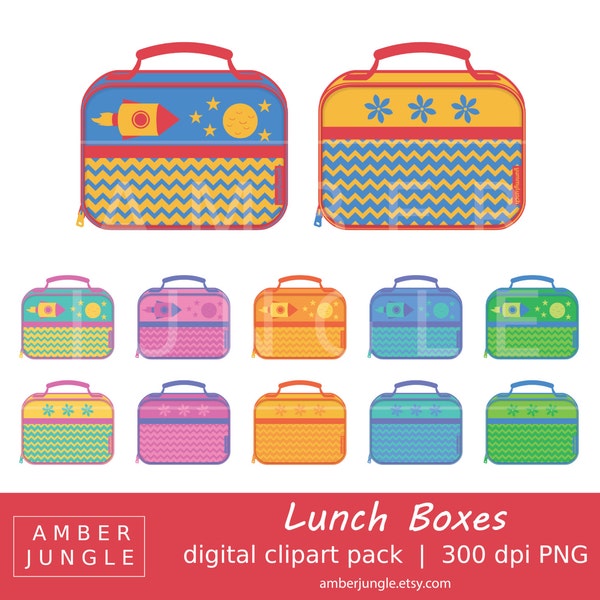 Lunch Box Clipart - Instant Download! Soft Cloth Lunchbox Clip Art, School Packed Insulated Sack Tote Bag, Printables for Planner Stickers