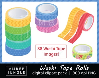 Washi Tape Roll Clipart - Sofort Download! Washi Tape Clip Art Digitale Grafiken Bunte Bilder für DIY Planer Sticker Bastel Scrapbook Kit