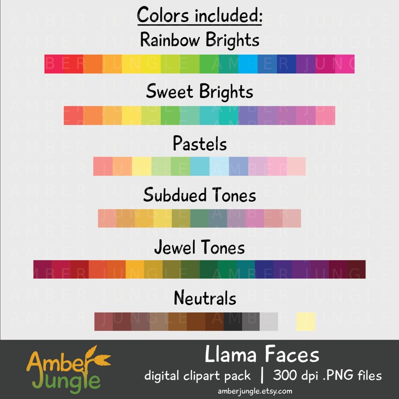 Llama Clipart- Llamas Planner Clip Art- Rainbow Llama Faces for Planner Stickers- Drama Llamas Cute Digital Printable Heads Instant Download image 3