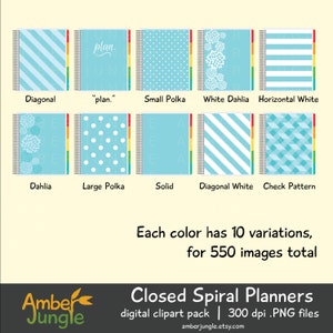 Planner Clipart- Closed Spiral Planner Clip Art for Planner Stickers- Erin Condren ECLP EC Digital Printable Bound Day Life Instant Download image 2