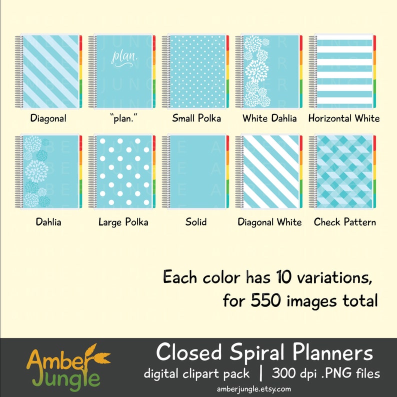 Planner Clipart- Closed Spiral Planner Clip Art for Planner Stickers- Erin Condren ECLP EC Digital Printable Bound Day Life Instant Download image 2