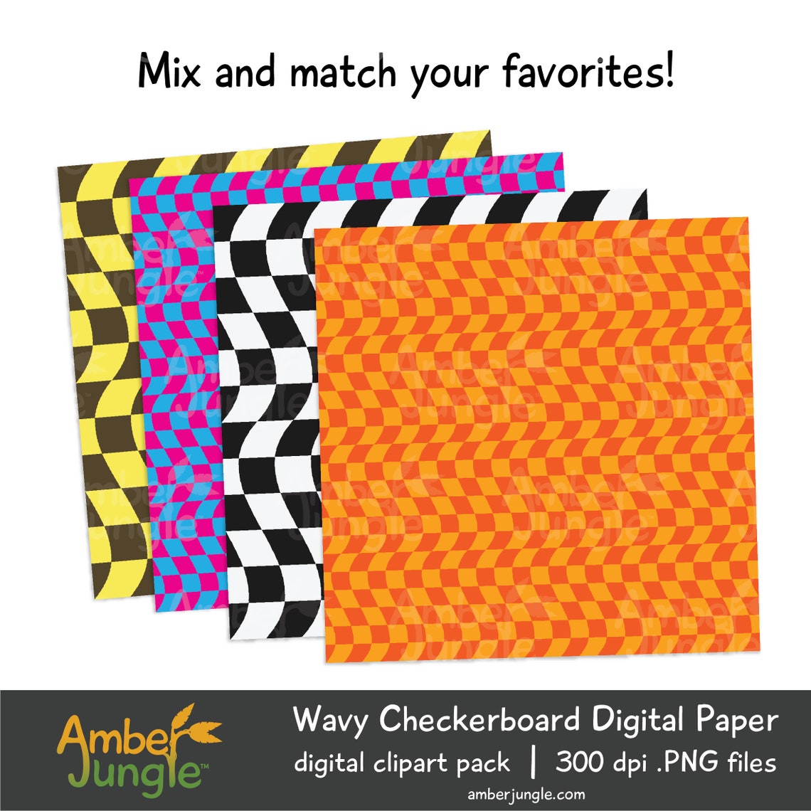 Wavy Checkerboard Digital Paper Pack 12x12 Inch Etsy