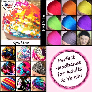 Colorful Wide Thin Cheap Headbands Yoga Workout Sports Parades Costume Spatter image 1