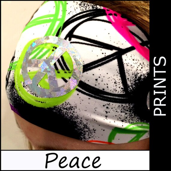 Peace Peace Headbands Wide Sports Workouts Fashion Stretch Adults Youth