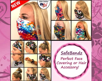 Face Covering, Face Mask, Extra Wide Headband, Comfortable & Soft, SafeBandz