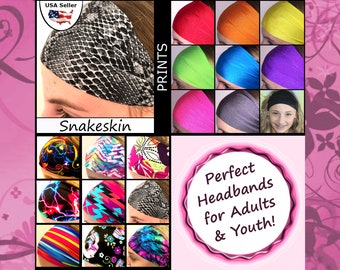 Animal Print Headbands Various Styles and Colors Cute Fun Adults Youth [Snakeskin]