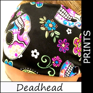 Headband Skulls Paisley Boho Black Hair Band Biker Motorcycle Sports [Deadhead]