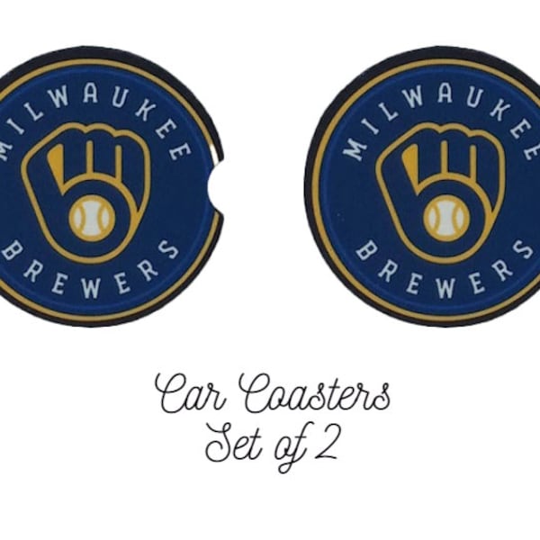 Milwaukee Brewers MLB Car Coasters - Set of 2 - Milwaukee Brewers Fan Gift - Custom Car Accessory